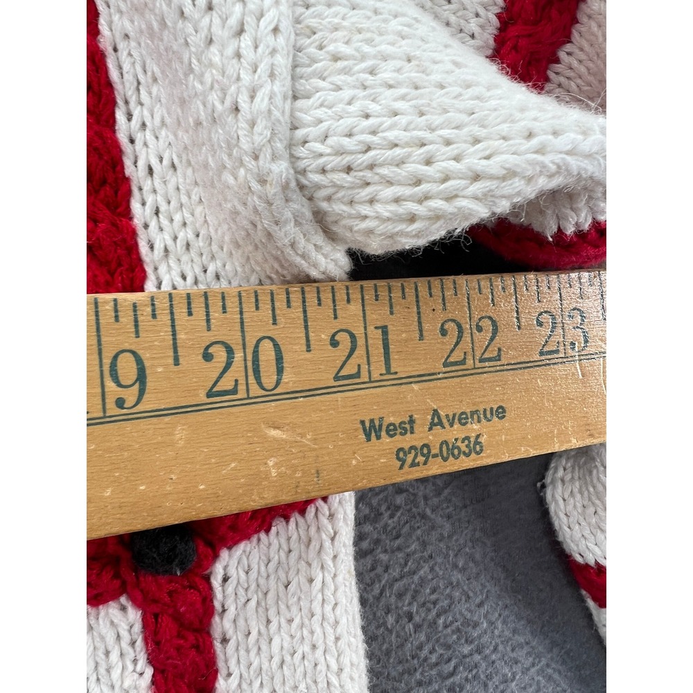 Vintage The Eagle's Eye Hand Knit Teacher School Cardigan Sweater Cream Red 1993 - Picture 9 of 16